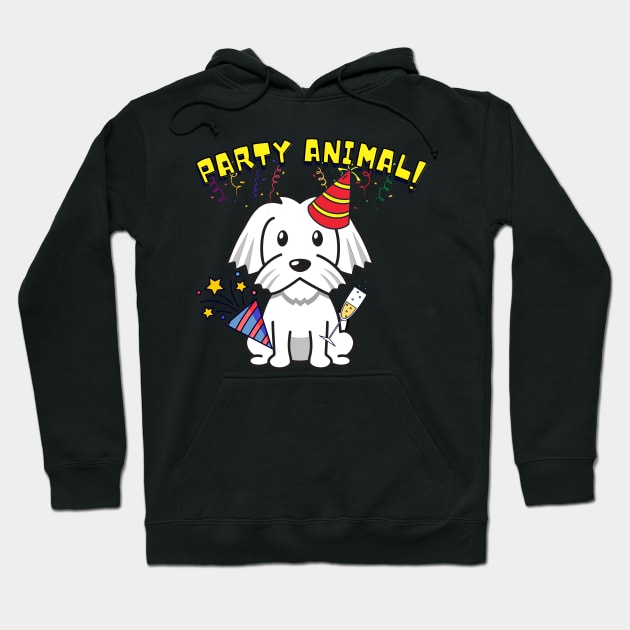 Party Animal - white dog Hoodie by Pet Station